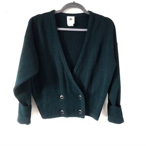 Vintage Green Irish Knit Cardigan w/ Double Button Detail